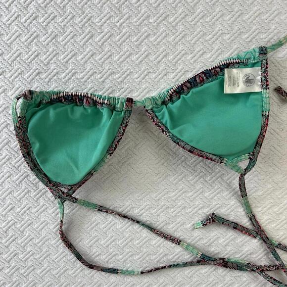 Body Glove Women's Size Medium Pink Blue Print Triangle Bikini Top Swimwear M - Picture 8 of 10